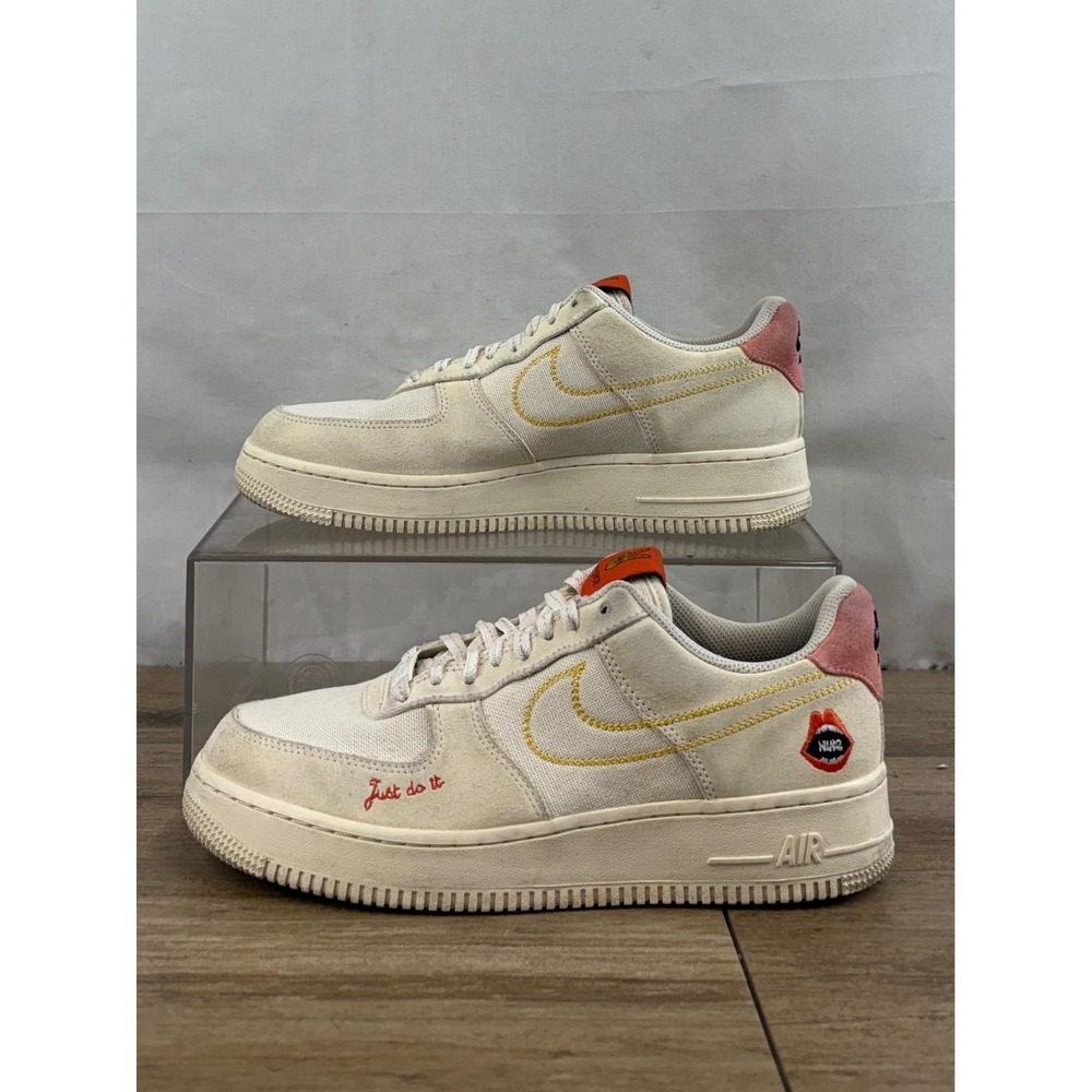 Nike Air Force 1 Low "Just Do It" Kiss Logo Beige Women‎ US 9.5 DQ7656 100